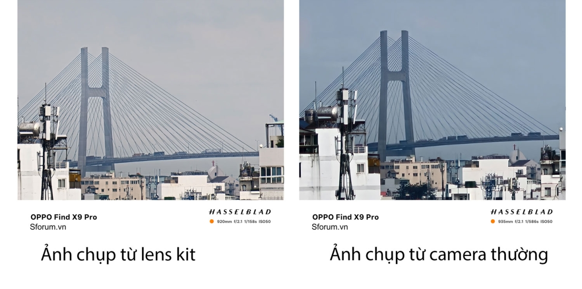 So sánh ảnh chụp từ camera thường và lens mở rộng