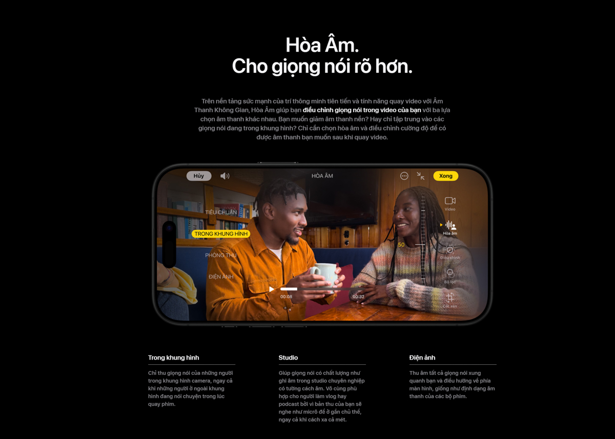 iPhone 16 Pro series mang tới nhiều tính năng quay phim chuyên nghiệp. Ảnh: Apple
