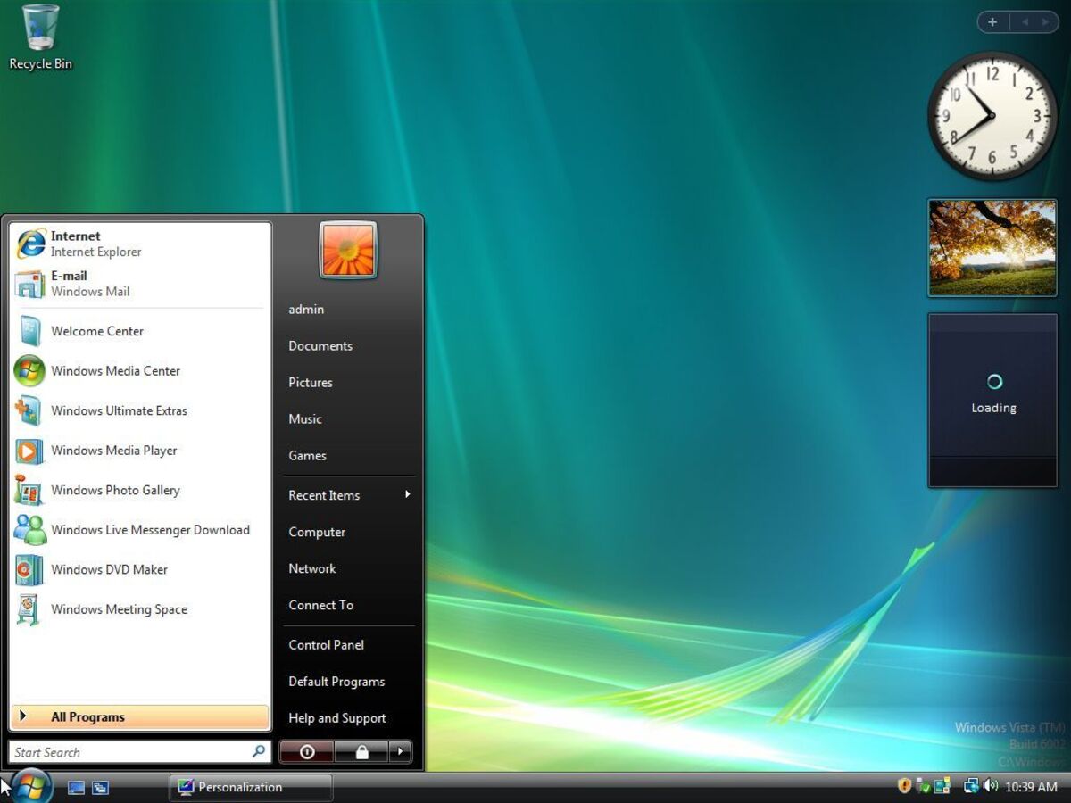 Windows Vista Start menu.