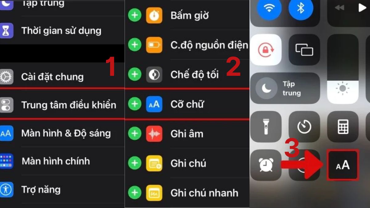 Cách chỉnh cỡ chữ iPhone bằng Control Center