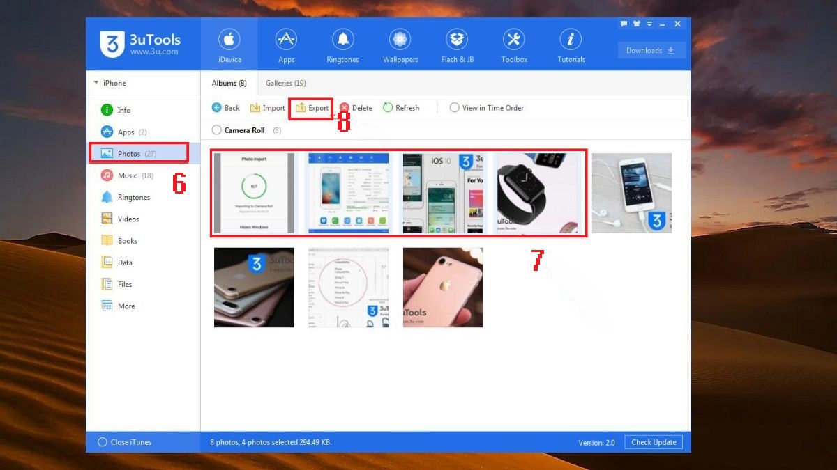 Cách chuyển ảnh từ iPhone sang máy tính bằng 3uTools bước 5
