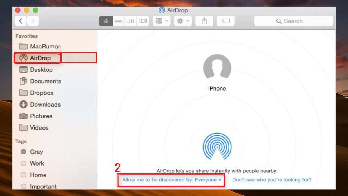 Cách chuyển ảnh từ iphone sang máy tính MacBook bước 2