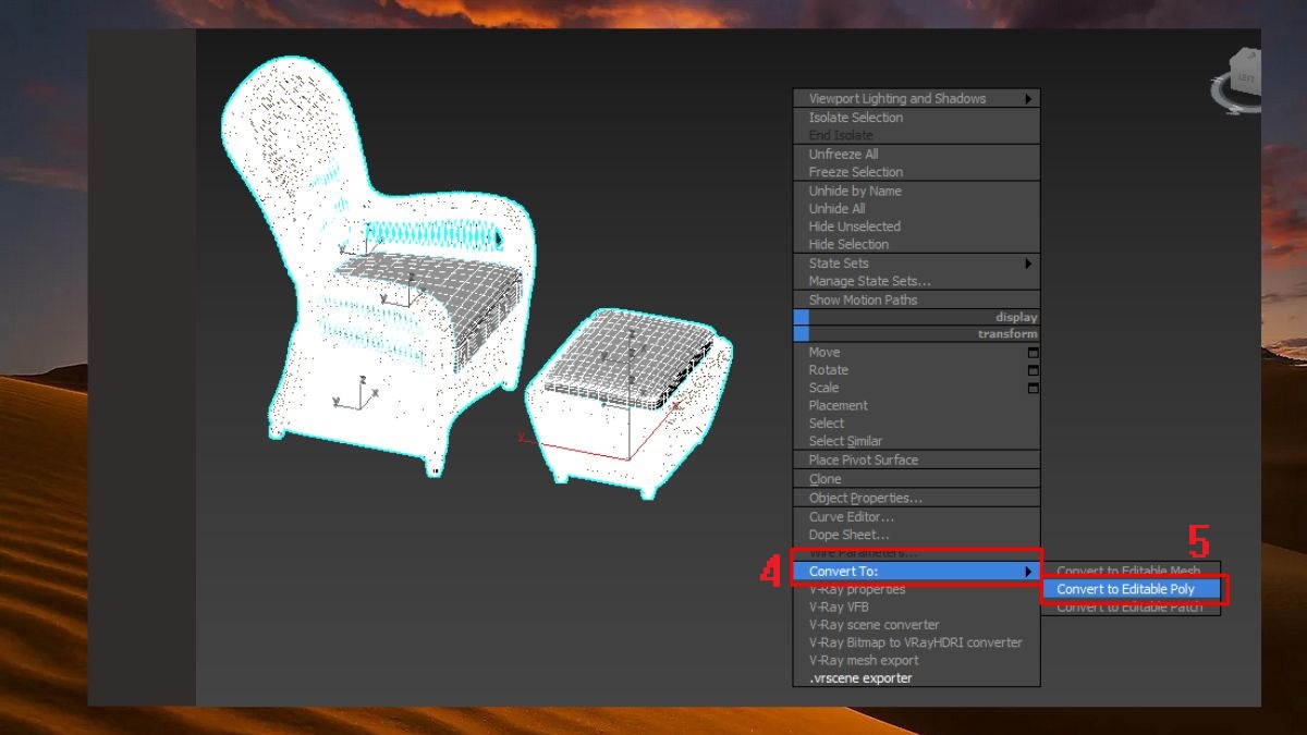 Giảm số lượng lưới trong 3DsMax