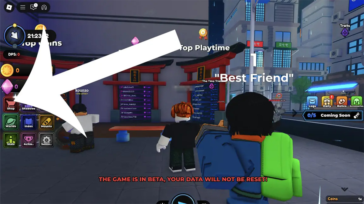Cách nhập code Anime Shadow 2 Roblox - bước 1