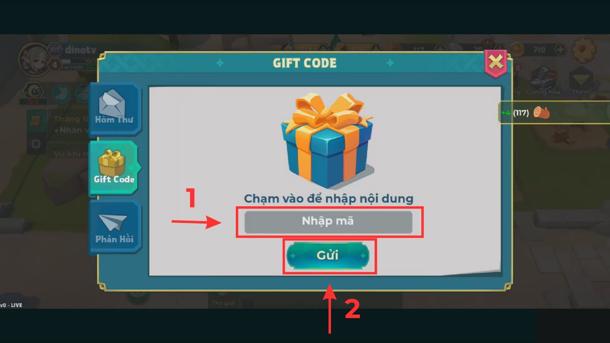 Hướng dẫn cách nhập code Cấm Giới 2 - bước 1