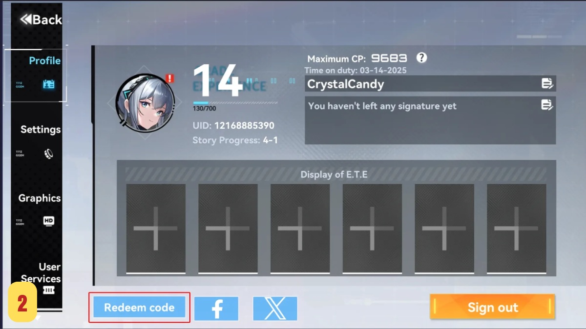 Hướng dẫn Redeem code ETE Chronicle nhận thưởng - bước 2