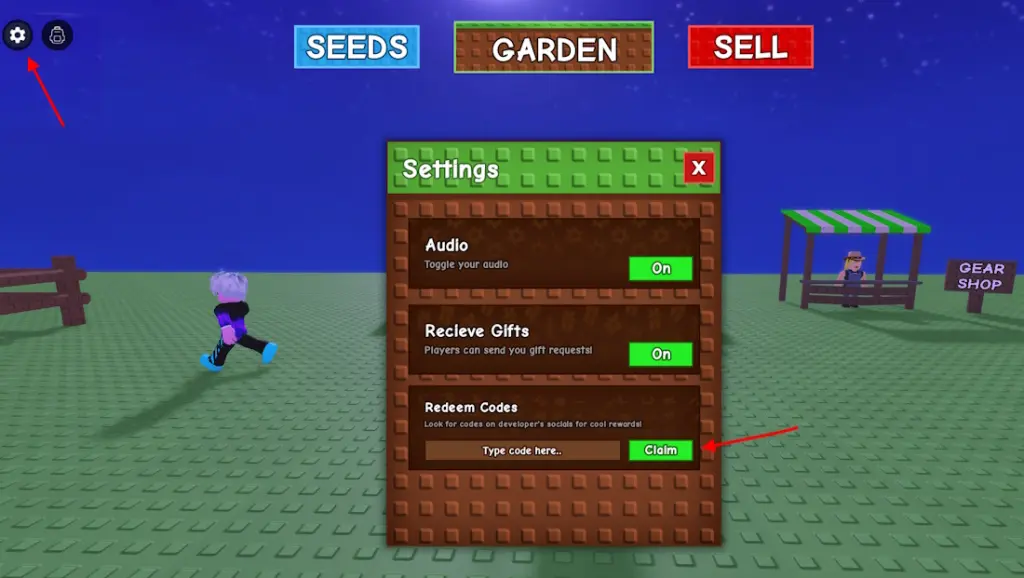 Hướng dẫn cách nhập code Grow a Garden
