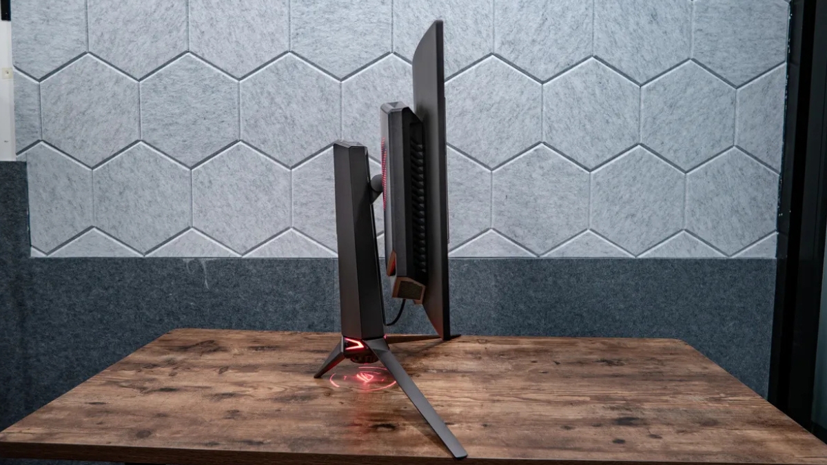 Đánh giá Asus ROG Swift OLED PG34WCDN với chân đế hỗ trợ điều chỉnh linh hoạt