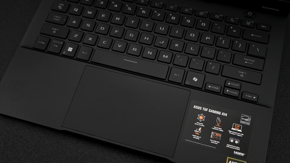 Đánh giá ASUS TUF A14 với bàn phím chiclet có đèn nền và touchpad kích thước lớn