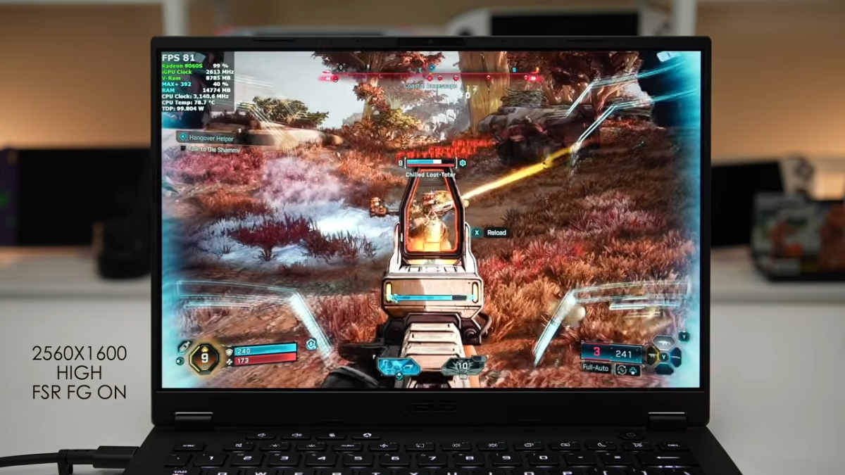 Đánh giá ASUS TUF A14 chơi Borderlands 4 với iGPU Radeon 8060S đạt khoảng 80–85 FPS