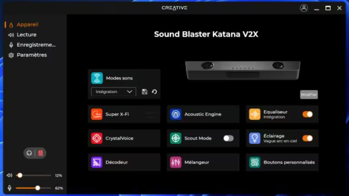 Đánh giá CREATIVE Sound Blaster Katana V2X với phần mềm Creative App nhiều tùy chỉnh âm thanh