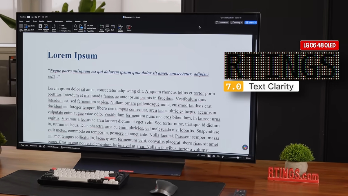 Đánh giá LG C6 48 khi hiển thị văn bản trên màn hình 4K 48 inch