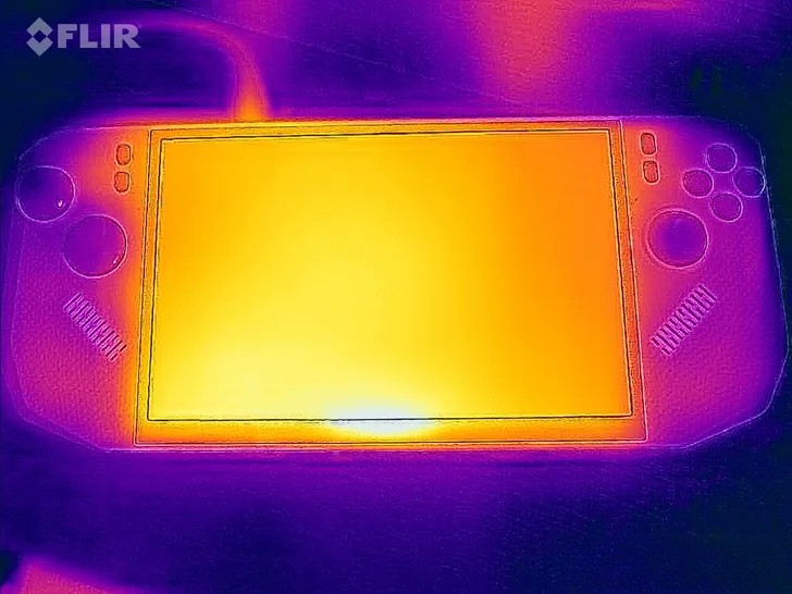 Đánh giá MSI Claw A8 – nhiệt độ bề mặt mặt trước của thiết bị khi hoạt động