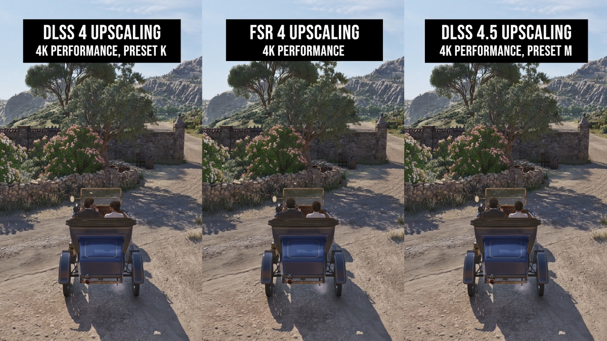 So sánh DLSS 4.5 vs FSR 4 minh hoạ sự khác biệt về độ sắc nét và độ mượt hình ảnh khi chơi game ở 4K và 1440p