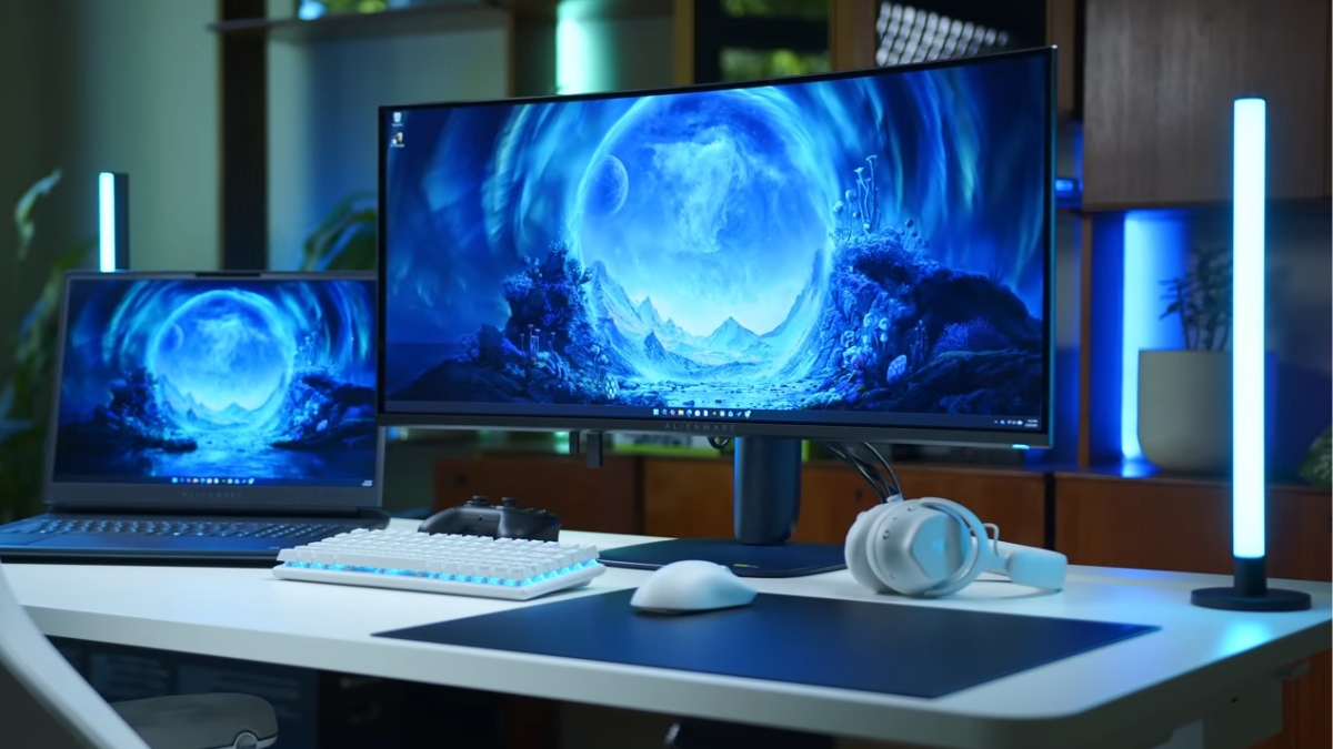 Trên tay Alienware 34 inch QD-OLED với thiết kế tổng thể màn hình cong phong cách gaming hiện đại viền mỏng và chân đế chắc chắn