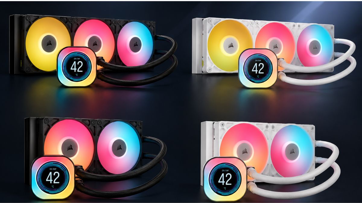 Trên tay Corsair iCUE LINK TITAN 360 RX LCD với thiết kế radiator 360 mm và ba quạt RX120 RGB.