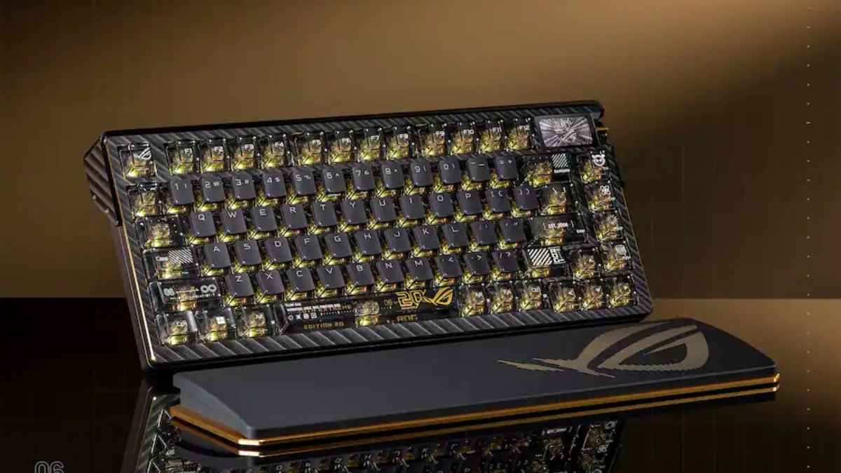 Trên tay ASUS ROG Azoth Extreme Edition 20: Carbon fiber thôi chưa đủ, ASUS còn dát vàng