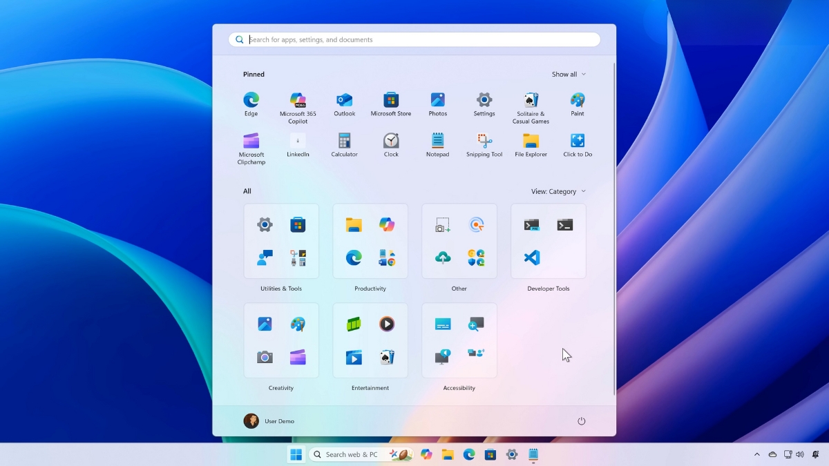 Windows 11 25H2 vs 24H2 giao diện Start Menu mới gọn gàng hơn