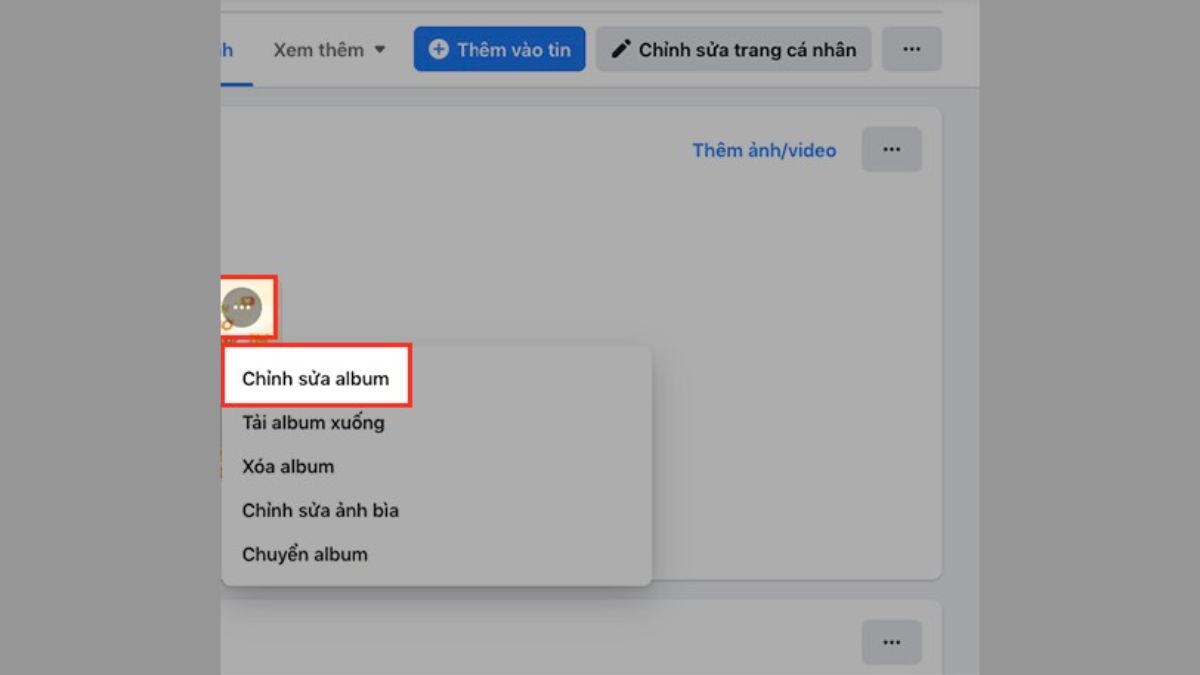 Cách ẩn album ảnh trên Facebook bằng máy tính bước 3