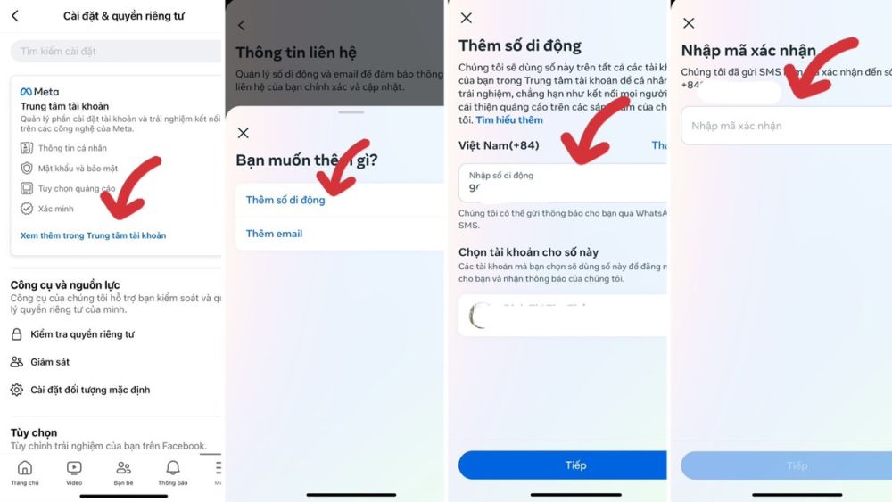 Cách thay đổi số điện thoại trên facebook trên IOS và Android bước 2