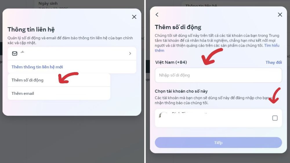 Cách thay đổi số điện thoại trên Facebook trên máy tính bước 2