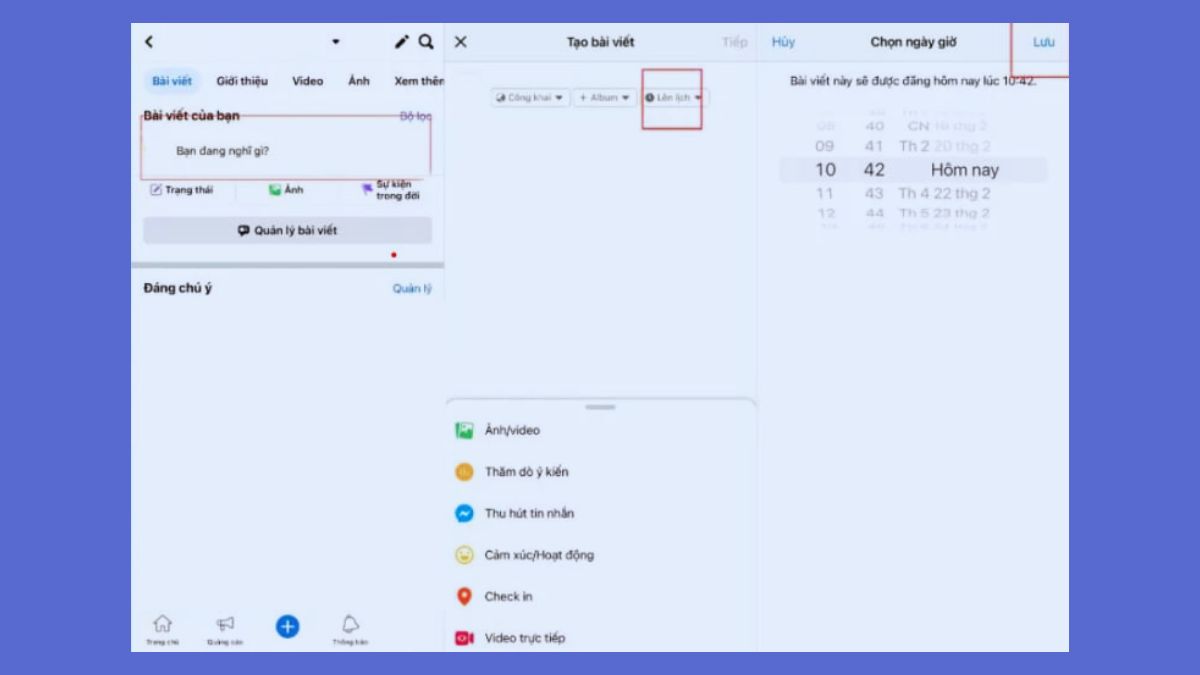 Cách hẹn giờ đăng bài trên Facebook cá nhân bước 2