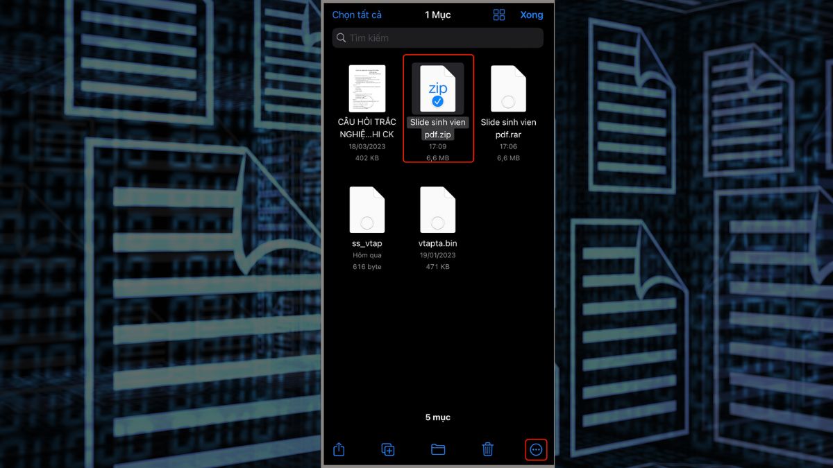 Cách mở file RAR trên điện thoại iPhone bằng tính năng có sẵn bước 2