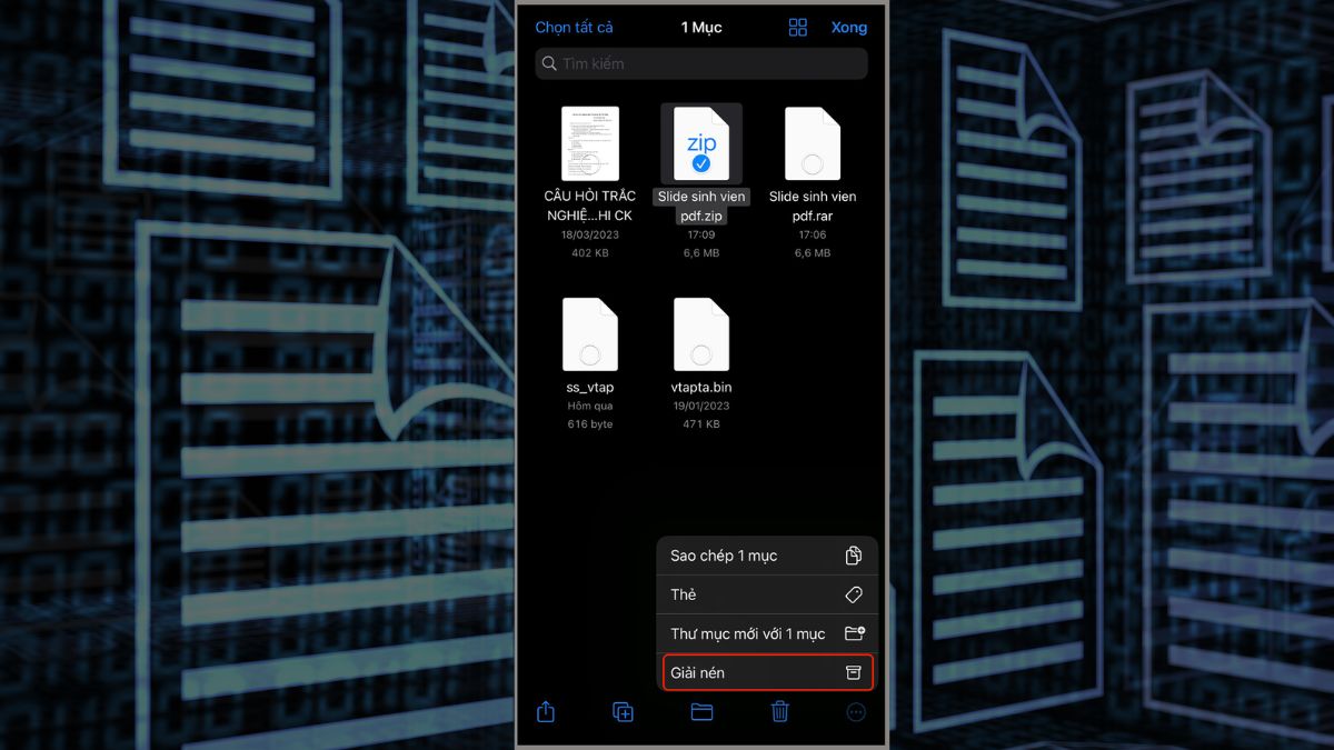 Cách mở file RAR trên điện thoại iPhone bằng tính năng có sẵn bước 3