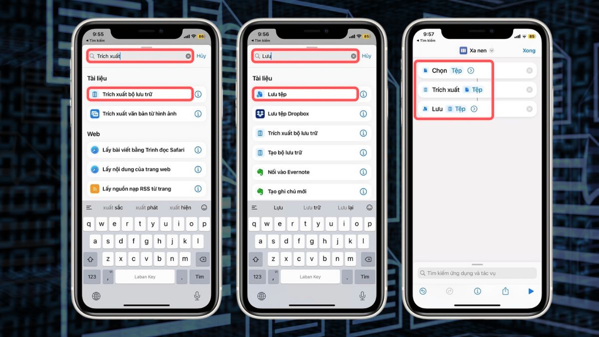 Cách sử dụng Shortcuts (Phím tắt) để mở file RAR trên iPhone bước 4