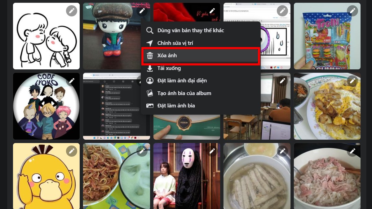 Cách xóa ảnh trên Facebook bằng máy tính bước 3