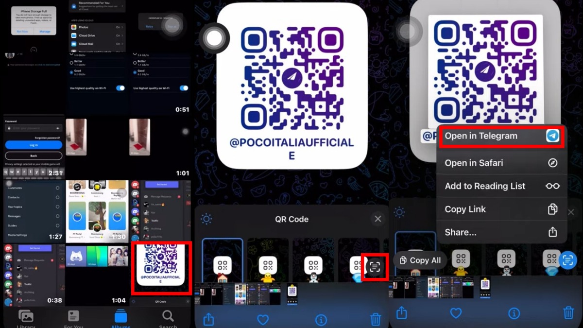 Quét mã QR Telegram vào nhóm trên iPhone bước 2