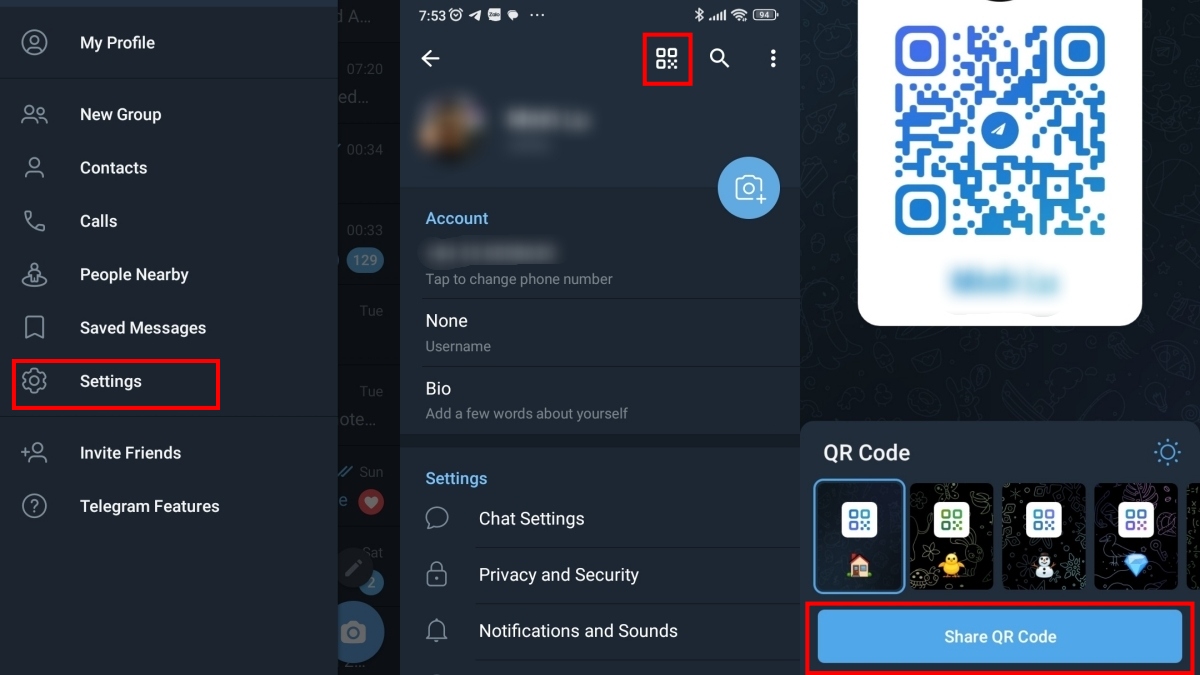 Cách lấy mã QR code để gửi bạn bè kết bạn trên Telegram