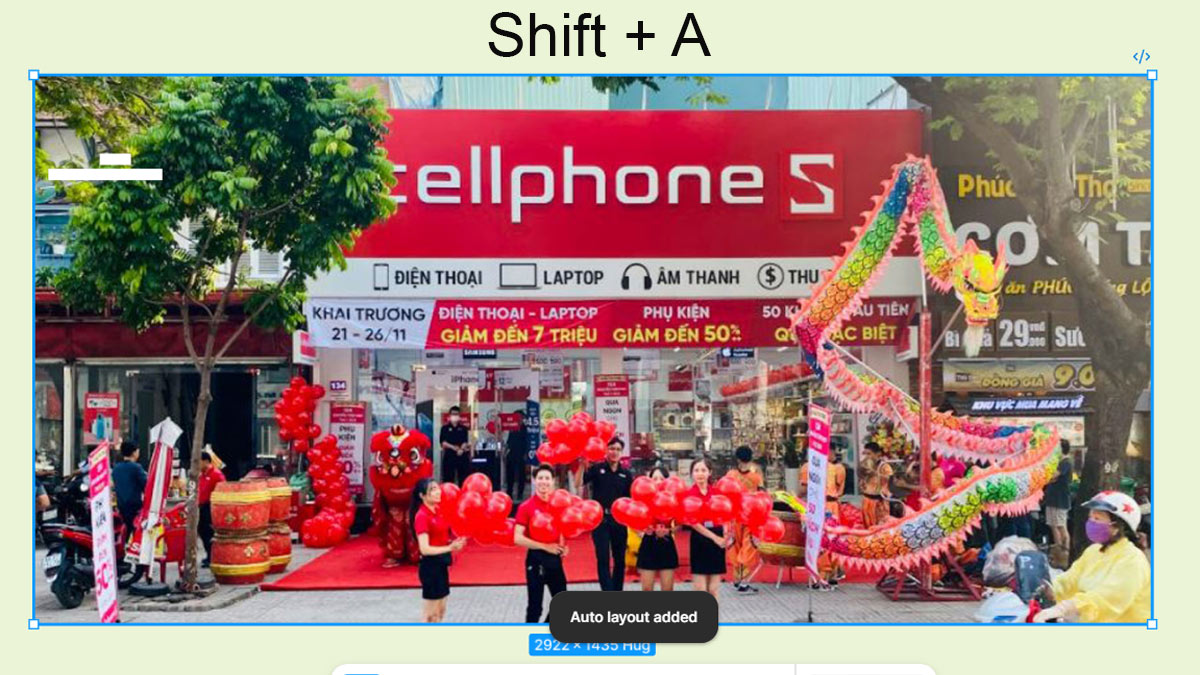 Các phím tắt trong Figma phím tắt thao tác với Auto layout