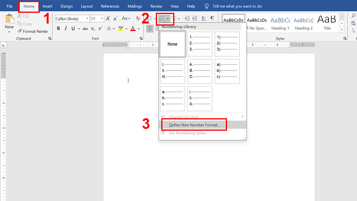 Cách viết số la mã trong Word 2010, 2016 bước 1