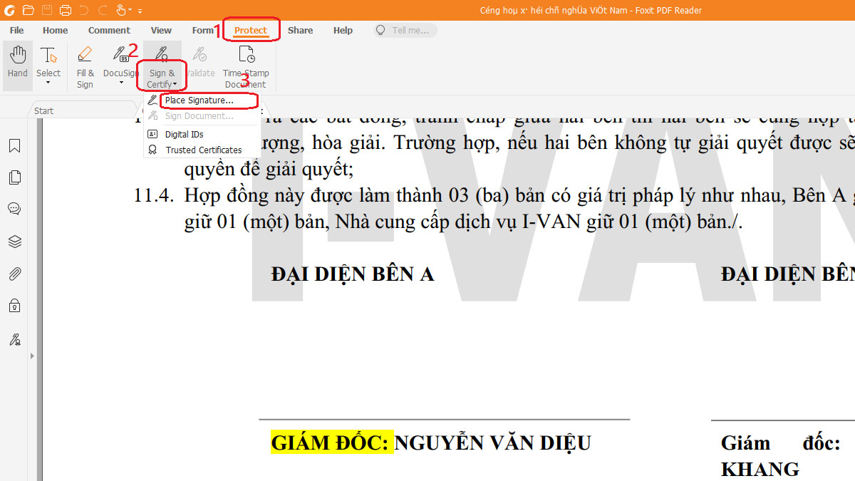 Chèn chữ ký vào file pdf bằng Foxit Reader bước 2