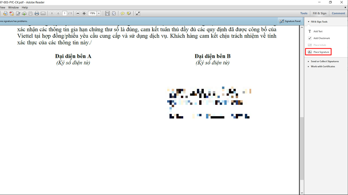 Chèn chữ ký vào file PDF bằng Adobe Reader bước 2