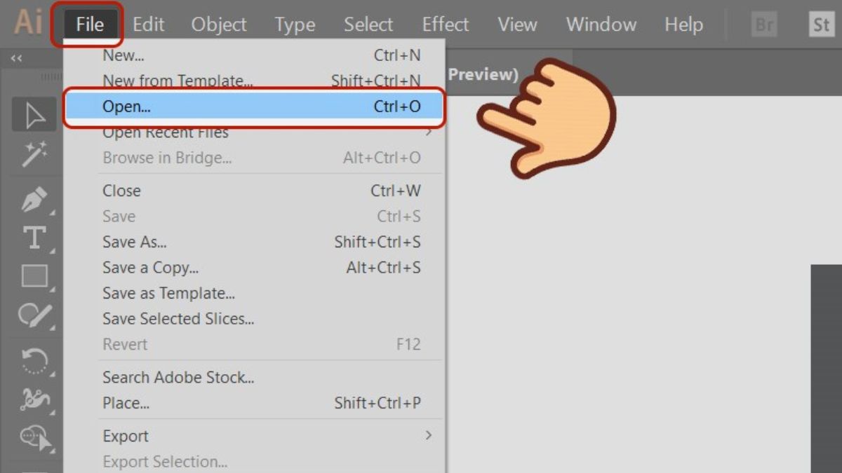Hướng dẫn cách chuyển ảnh thành vector trong AI bước 1