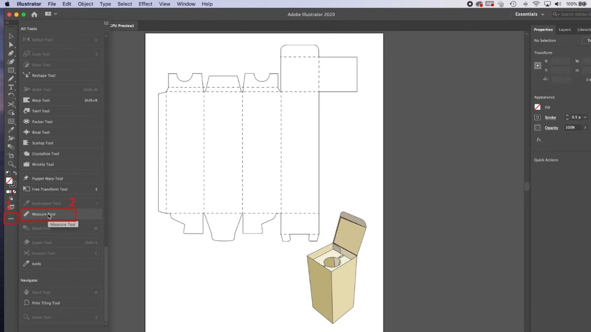 Đo kích thước trong Illustrator bằng Measure Tool bước 1