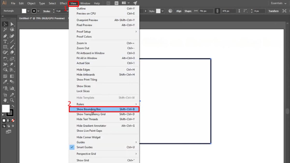 Đo kích thước trong Illustrator bằng Bounding Box bước 1