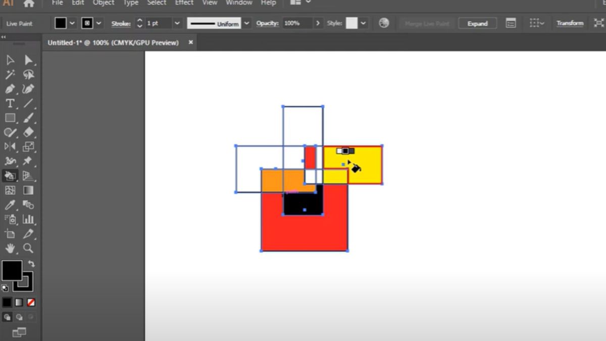 Đổ màu trong Illustrator cho nhóm đối tượng bước 3