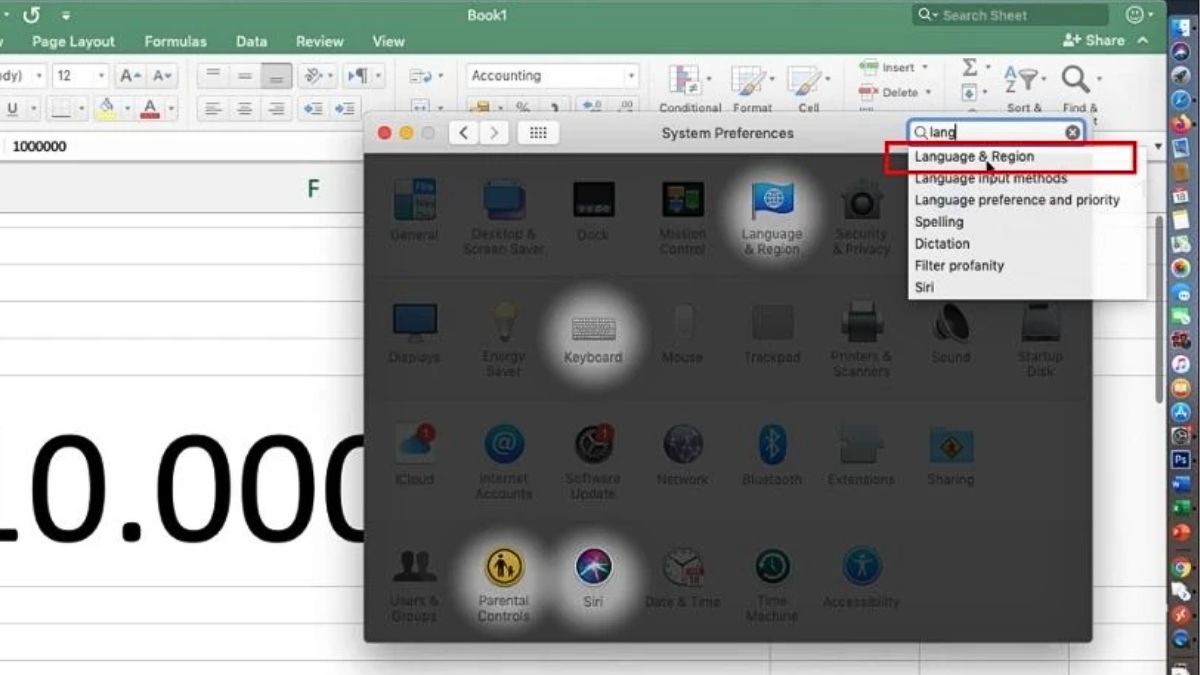 Cách đổi dấu phẩy thành dấu chấm trong Excel trên Macbook bước 2