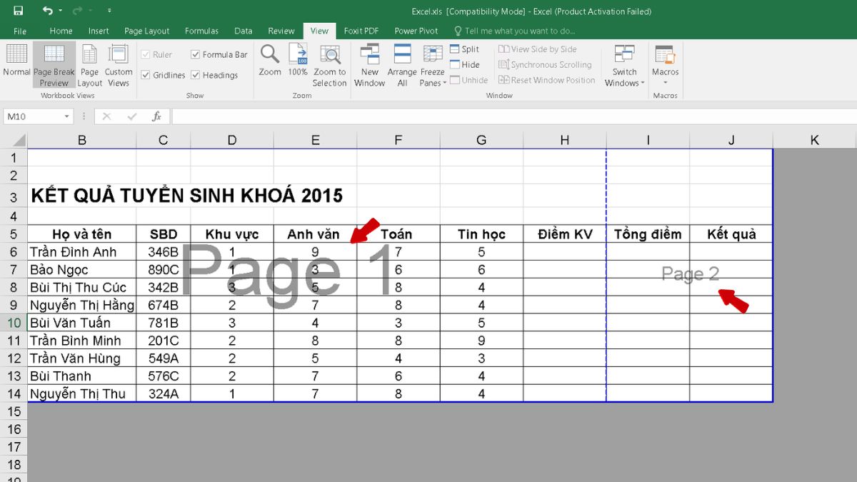 Nguyên nhân, cách khắc phục lỗi file Excel bị chia thành nhiều trang