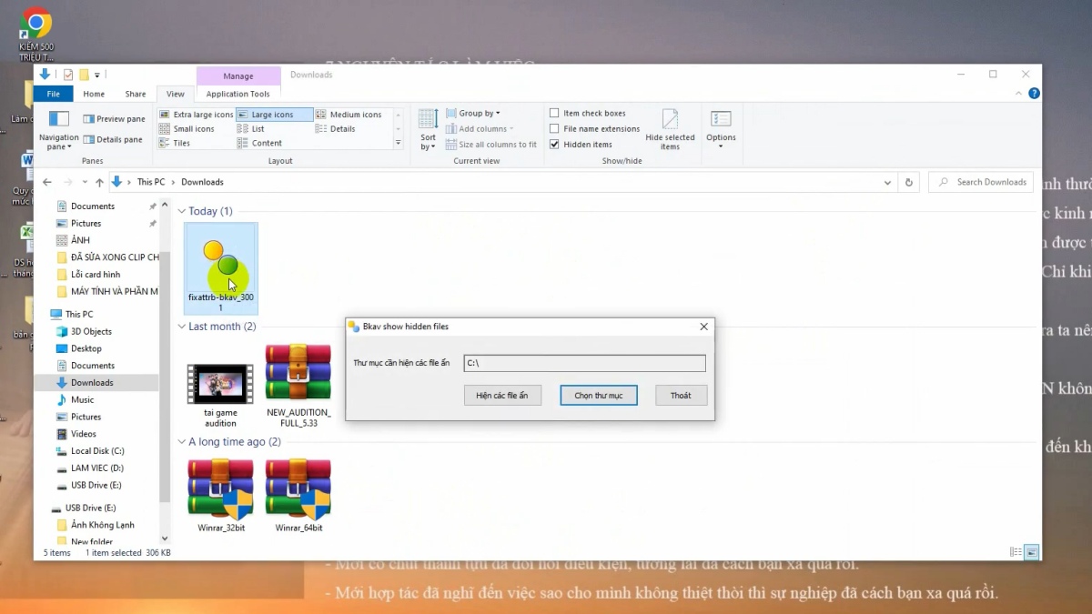 Cách hiện file ẩn Win 10 cách 2 bước 1