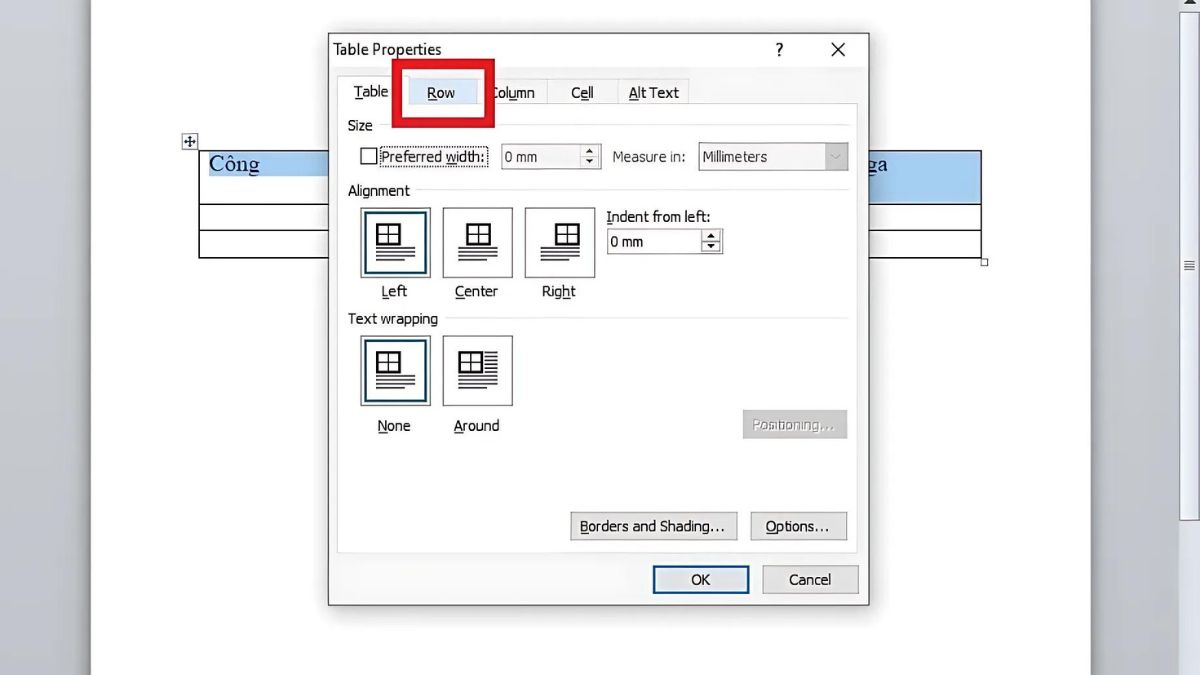 Cách lặp lại tiêu đề bảng trong Word bằng Table Properties cách 2 bước 3