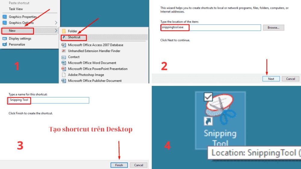 Cách tạo phím tắt Snipping Tool cách 1