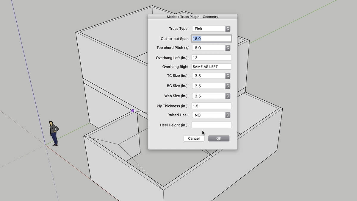 Plugin vẽ mái ngói trong SketchUp Medeek Truss Plugin