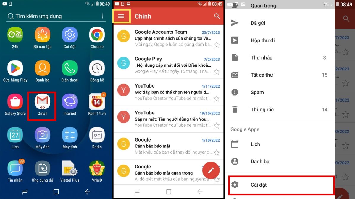 Tạo chữ ký Gmail trên điện thoại Android bước 1