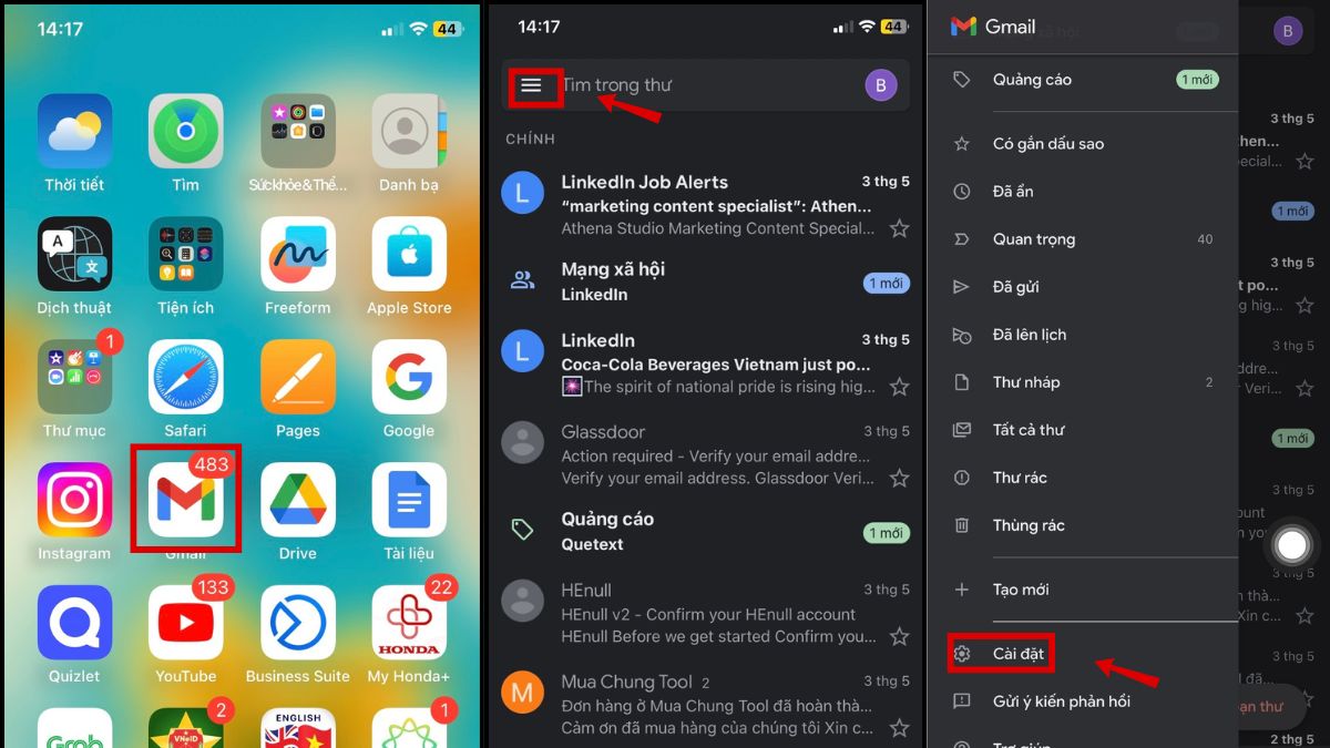 Tạo chữ ký Gmail trên điện thoại iOS bước 1
