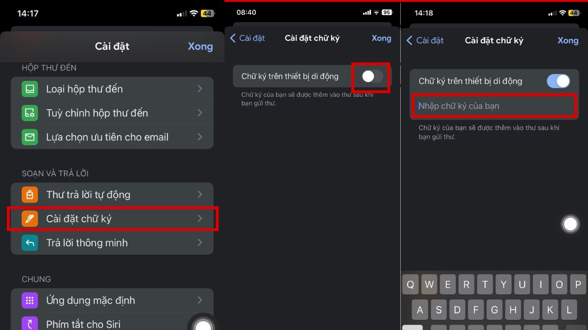Tạo chữ ký Gmail trên điện thoại iOS bước 2