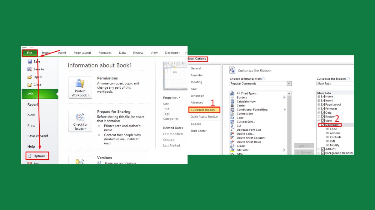 Cách tạo ComboBox bằng Developer tab bước 1